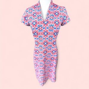 J. McLaughlin Pink and Blue Patterned Mini Dress